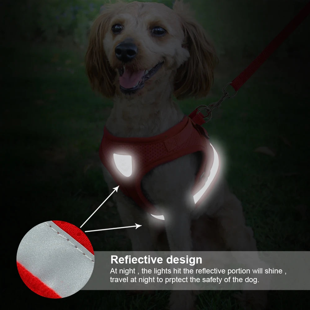 Juego de arnés reflectante para perros y gatos