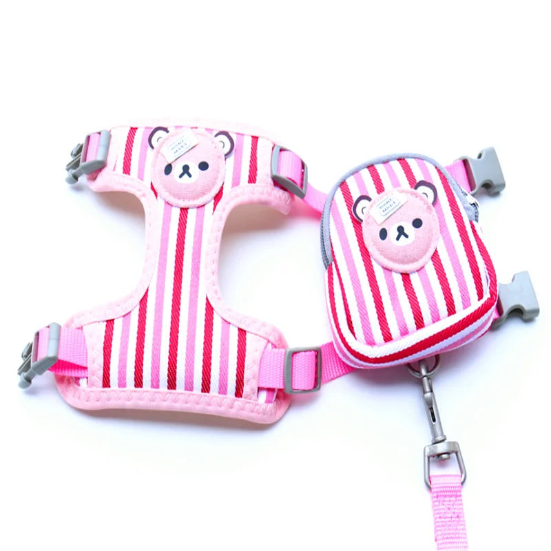 Mochila colorida para mascotas con correa
