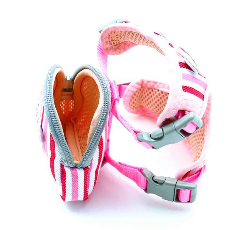 Mochila colorida para mascotas con correa