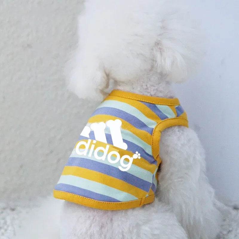Chaleco de verano de algodón a rayas para perros