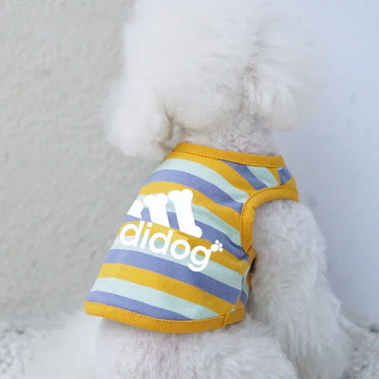 Chaleco de verano de algodón a rayas para perros