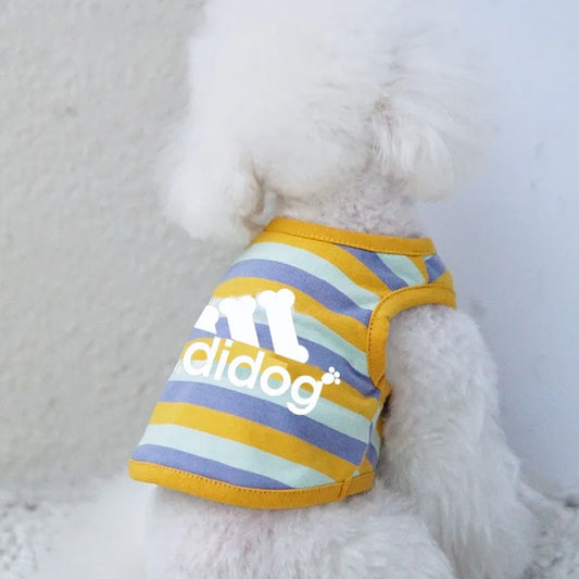 Chaleco de verano de algodón a rayas para perros
