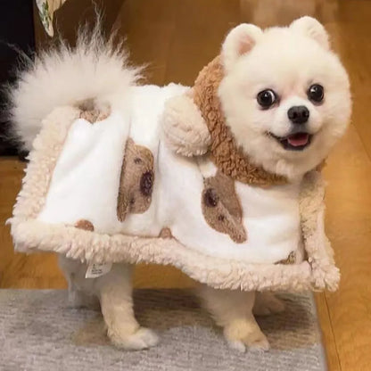 Manta tipo capa para mascota con forma de oso acogedor
