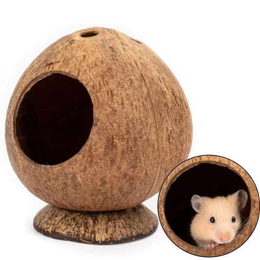 Escondite de hámsteres con cáscara de coco