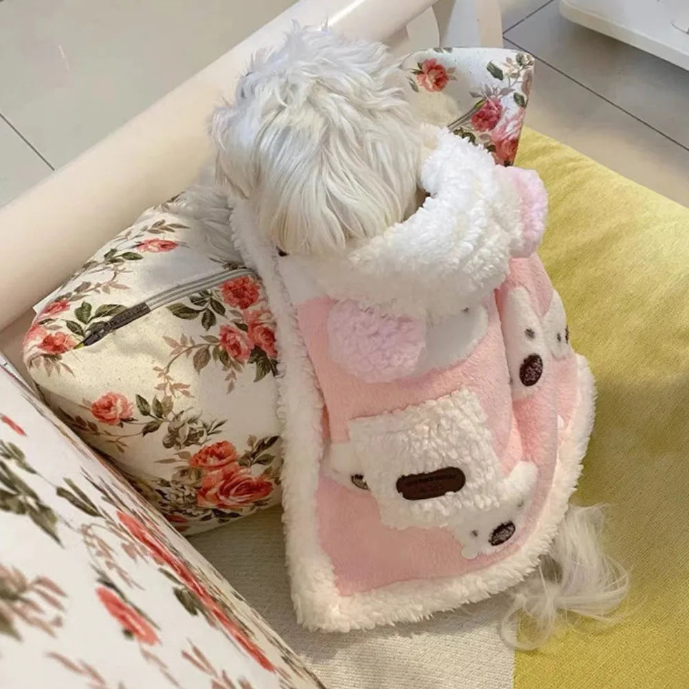 Manta tipo capa para mascota con forma de oso acogedor